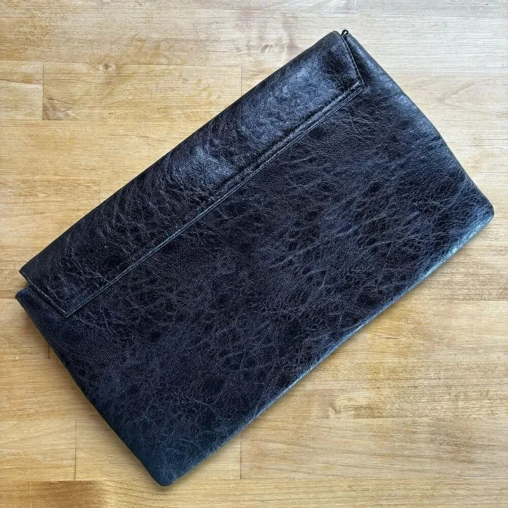 Western Faux Leather Rustic Ruffle Classy Statement Envelope Clutch Bag Purse - Picture 3 of 11
